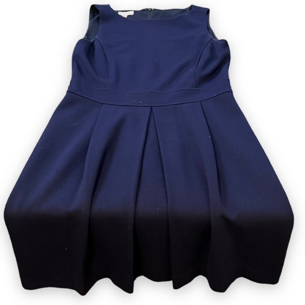 LL Bean Signature Ponte Dress Women 4 Blue Pleated A Line Midi Dress Read *item* - Picture 4 of 13
